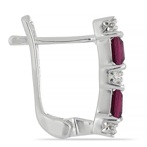 BUY GENUINE RHODOLITE GEMSTONE EARRINGS IN STERLING SILVER